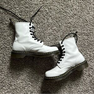 Dr. Martens White Leather Lace-Up Women's Boots